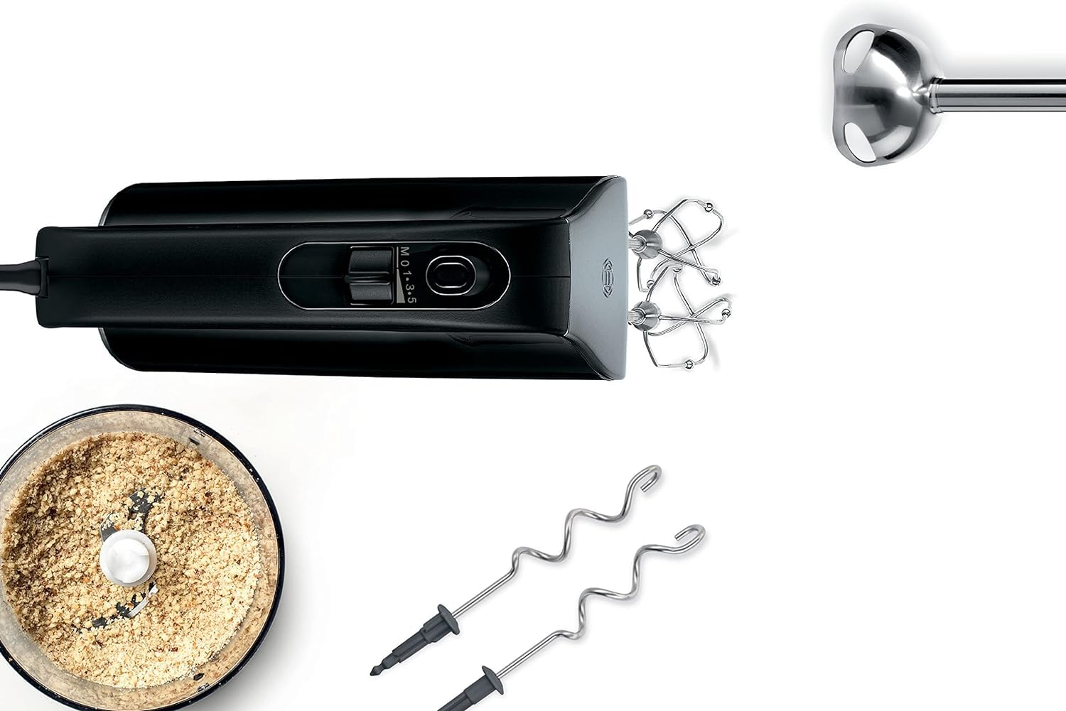 Bosch Handrührer Home Professional Styline MFQ4980B, 5 Stufen, 2 Edelstahl Rührbesen- und Knethaken, Mixstab Edelstahl, Universalzerkleinerer, 850 W, schwarz/dark silver