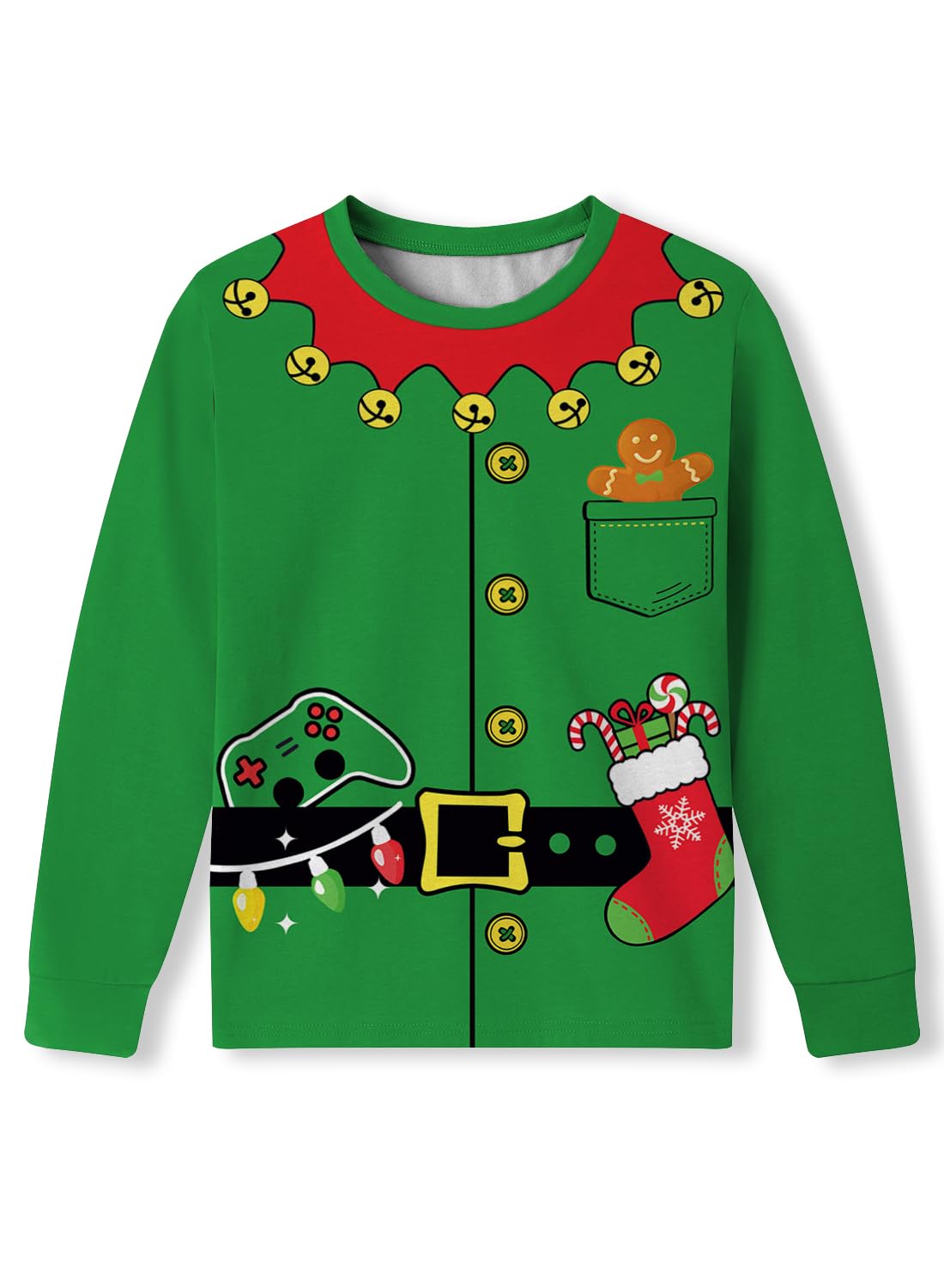 Unisex Kid's Ugly Christmas Top Funny Graphic Long Sleeve Shirt 4-14 Years