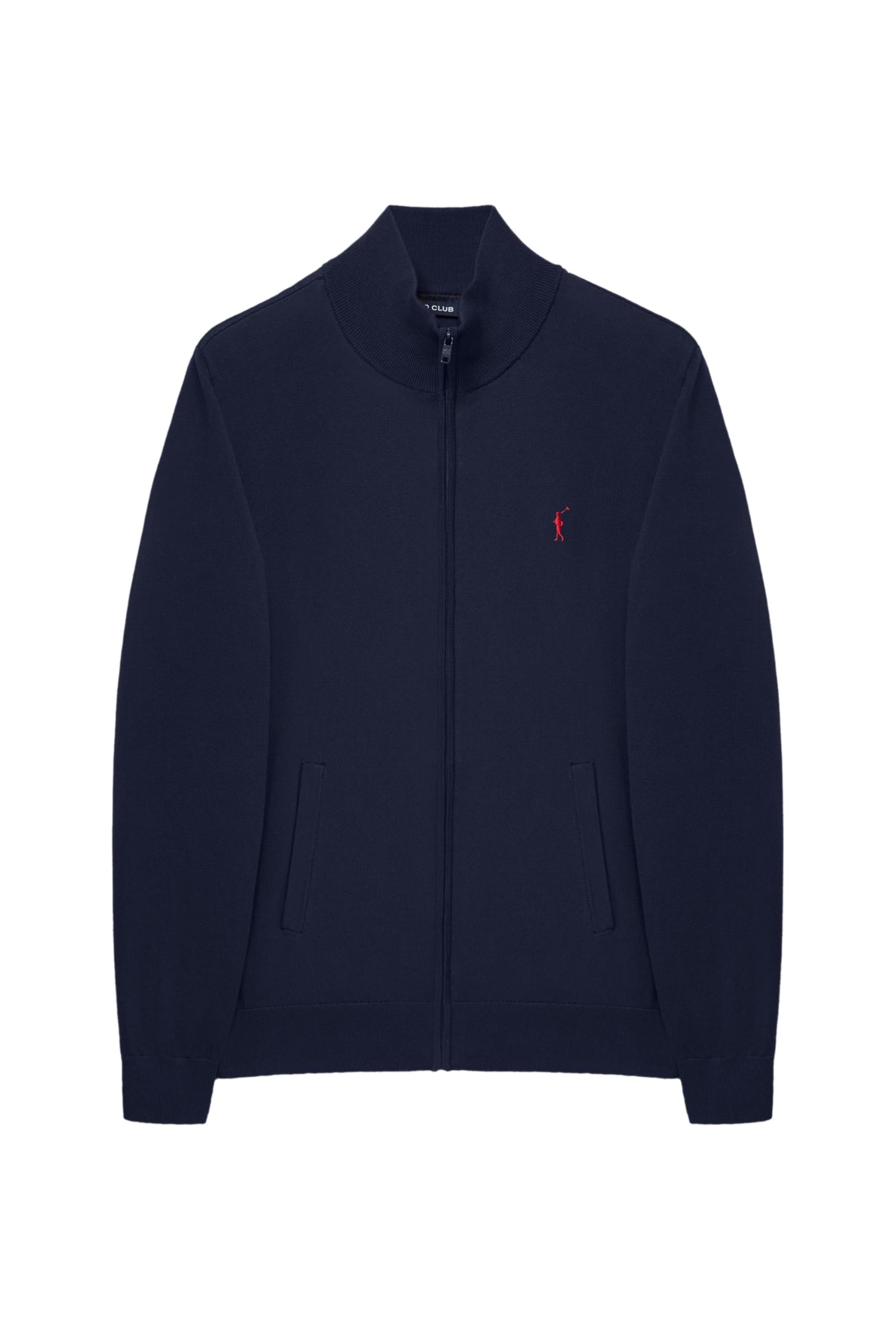 Polo Club Jersey Cardigan de Hombre 100% Algodón - Pullover con Logo Bordado y Cierre de Cremallera