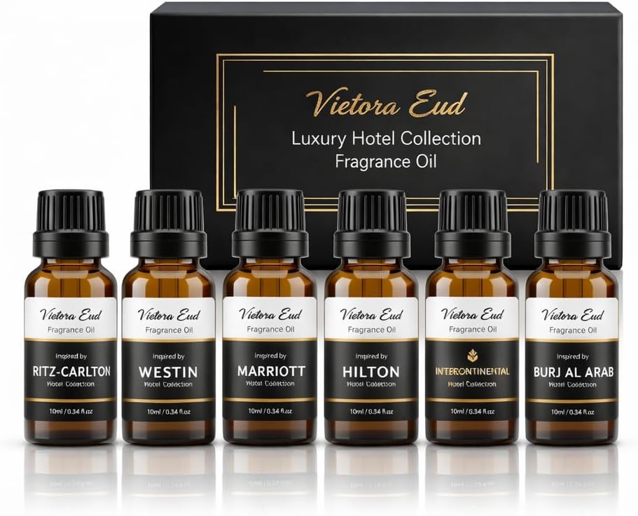 Luxury Hotel Inspired Fragrance Oil Set, 6 Pack Hotel Collection Diffuser for Humidifier, Aroma Diffuser, Candle&Soap Making, Long Lasting Scented Oil for Bedroom, Bathroom & Office