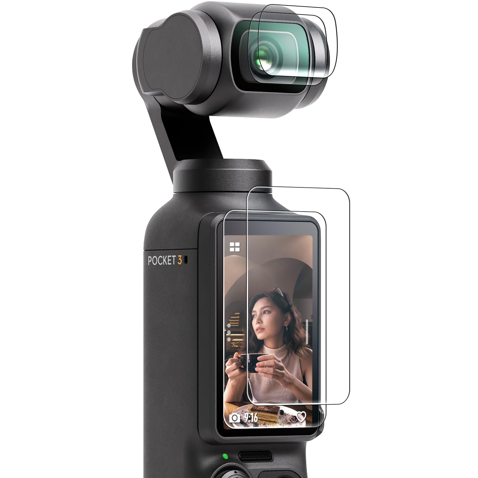 2 Lens Protector + 2 LCD Screen Protector for DJI Osmo Pocket 3, DJI Pocket 3 OP3 Tempered Glass Film Accessories, 9H Hardness, Touch Sensitive, Full Screen Protection