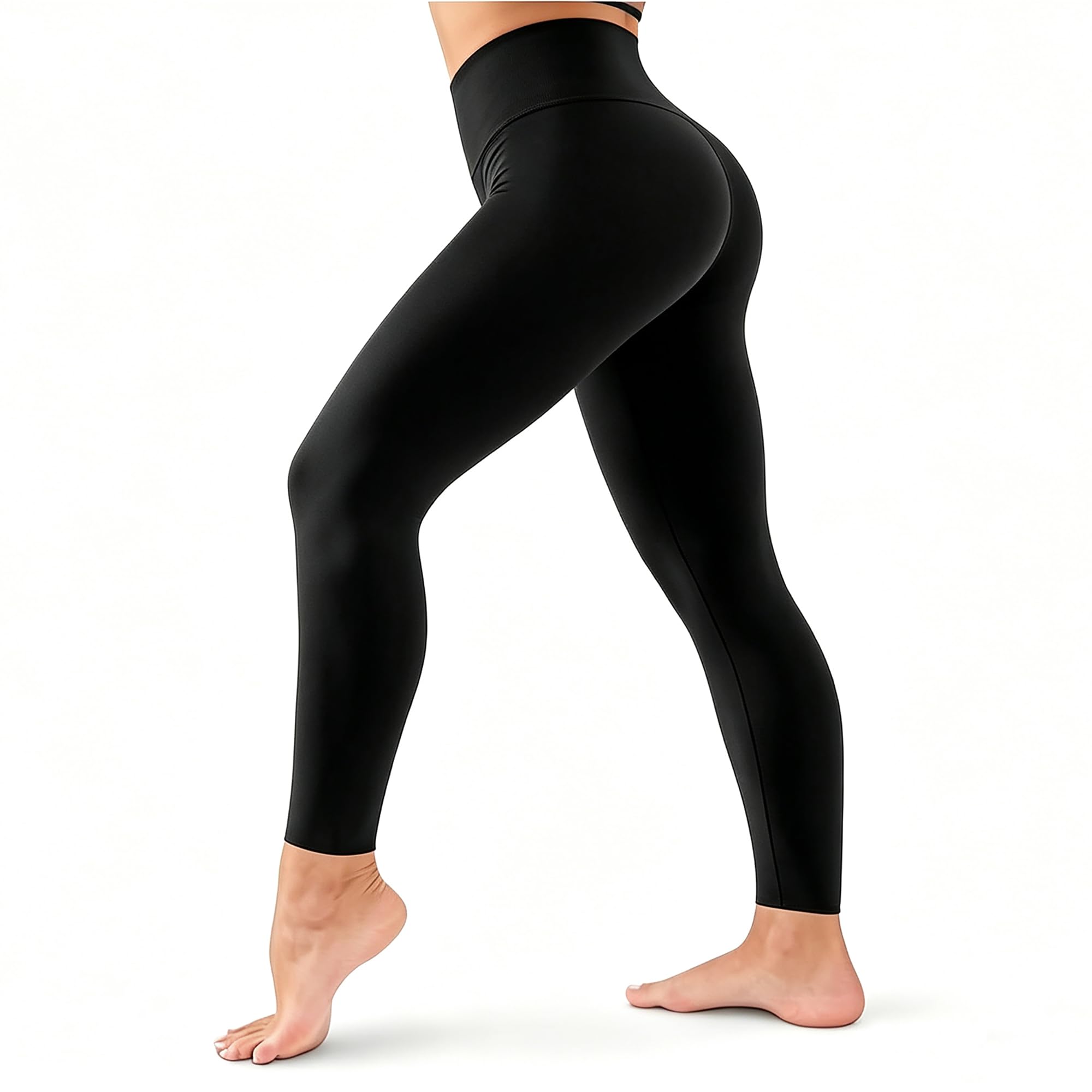 High Waisted Leggings for Women-Womens Black Seamless Workout Leggings Running Tummy Control Yoga Pants(L-XL)