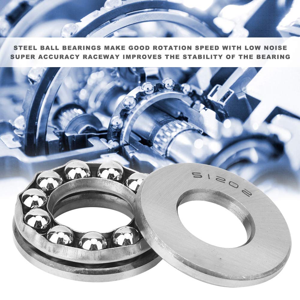 Thrust Ball Bearings, 5pcs 51202 Plane Axial Ball Bearing, Plane Axial Ball Thrust Pressure Bearing Low Noise Single Column Industrial Accessory