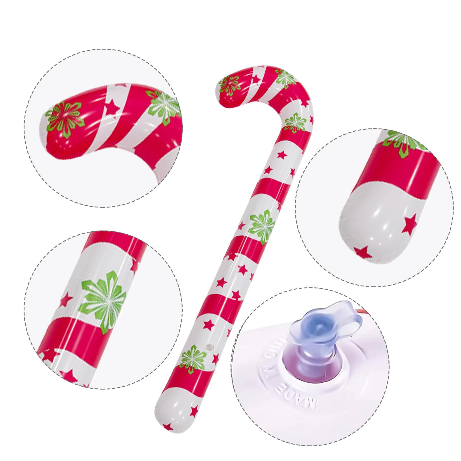 3 Piezas Bastón De Caramelo Inflable, De Bastones de Caramelo inflables, Hinchable Bastón Caramelos -Rojo Blanco Bastón Caramelo con Patrón Copo, Decoracion Navidad Decoracion Al Aire Libre Decoración