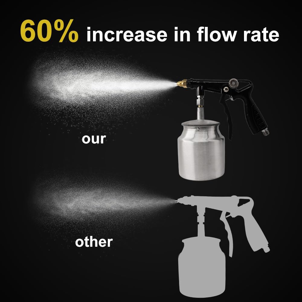 Undercoating Spray Gun with 1000ml Suction Feed Cup, 2 Wands - 360° & Straight Spray Hoses, Undercoat Gun for Truck Bed Liner Coating, Rubberized Undercoat, Rust Proofing