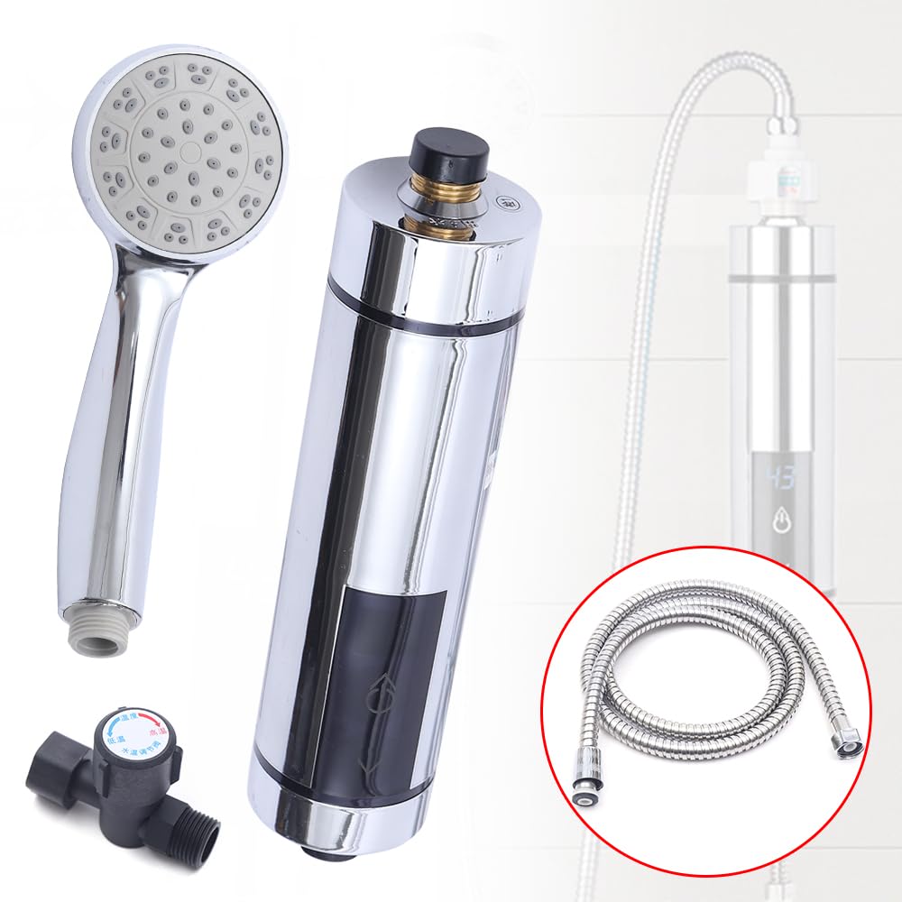 15 dB, pantalla táctil IPX4 + pantalla LED, válvula de control inteligente, calentador de agua de 230 V, grifo con batería de cocina, juego completo – Incluye alcachofa de mano, soporte, válvula y