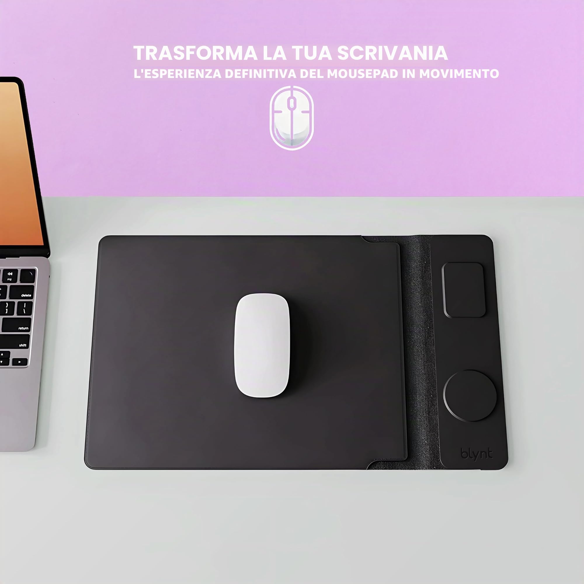 Custodia per laptop con ricarica wireless, custodia in pelle 4 in 1, tappetino per mouse e deskpad, ricarica rapida per telefoni e auricolari, protegge il computer portatile, compatibile con laptop da