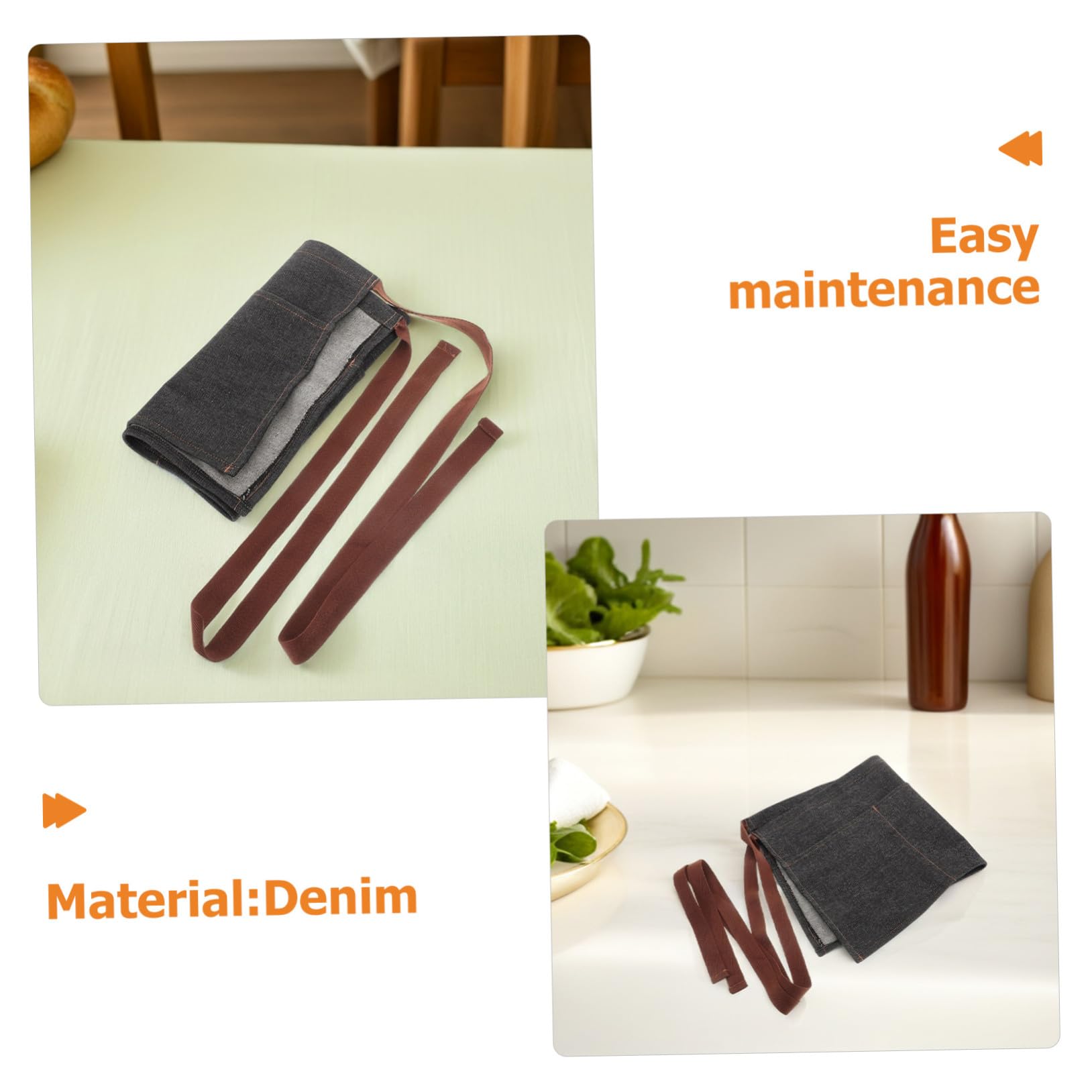 SHINEOFI 2 Piezas Delantal Cintura de Mezclilla Corto con Bolsillos Cómodo Diseño Práctico para y Chefs Restaurantes y Cafeterías