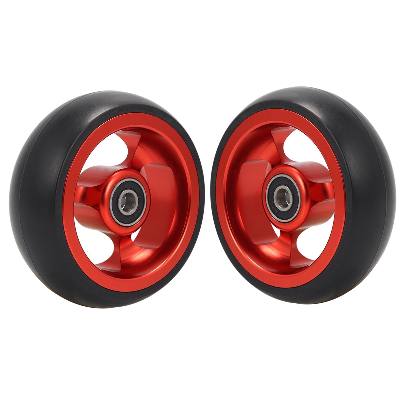 Ruedas Delanteras de Silla de Ruedas de 4 Pulgadas, Ruedas de PU Macizo, Ruedas de Silla de Ruedas, Piezas de Repuesto de Silla de Transporte(Rouge)