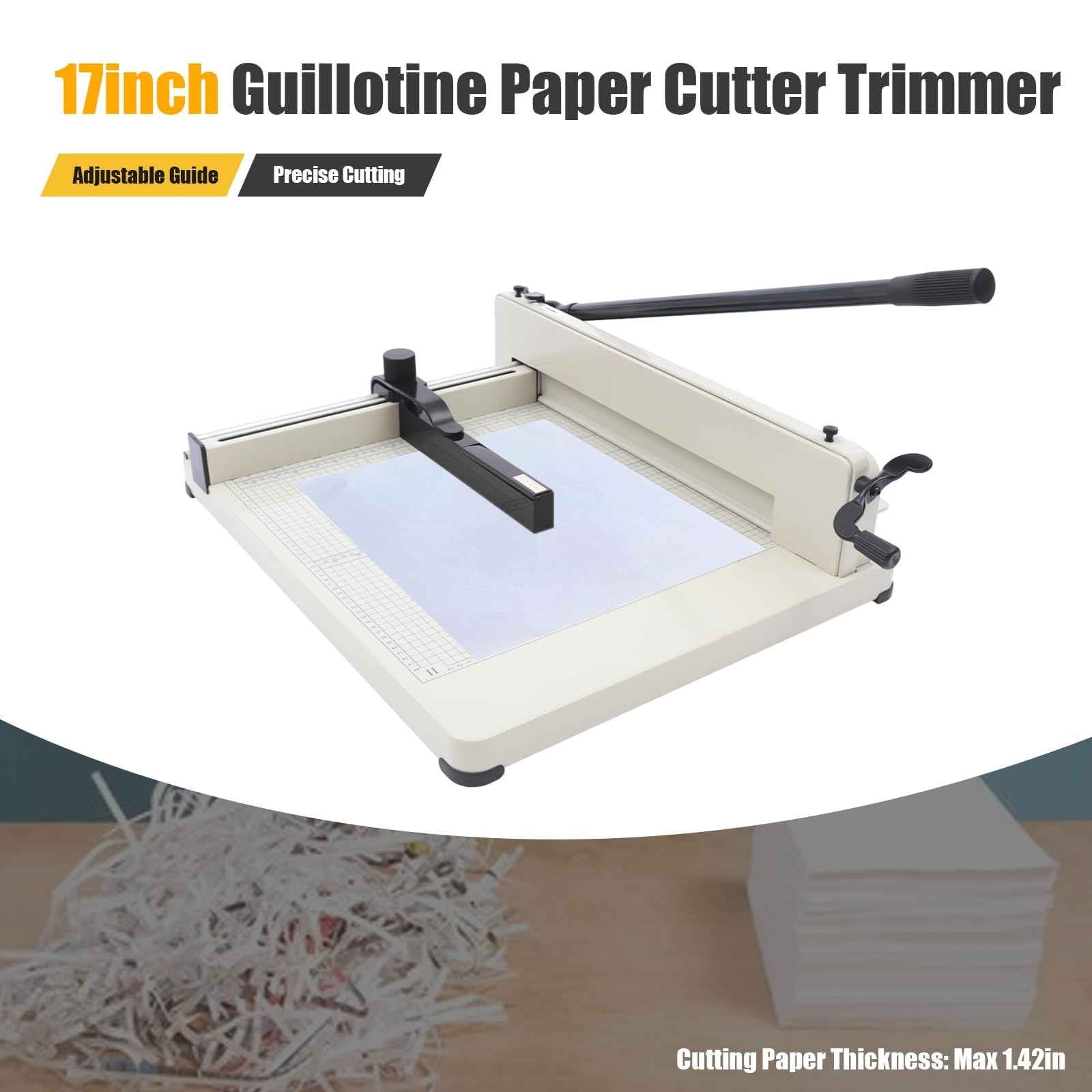 Taglierina per carta resistente, formato A3, a ghigliottina commerciale, per ufficio e scuola, blocco di sicurezza, capacità 400 fogli, ideale per fotocopie e attività di stampa