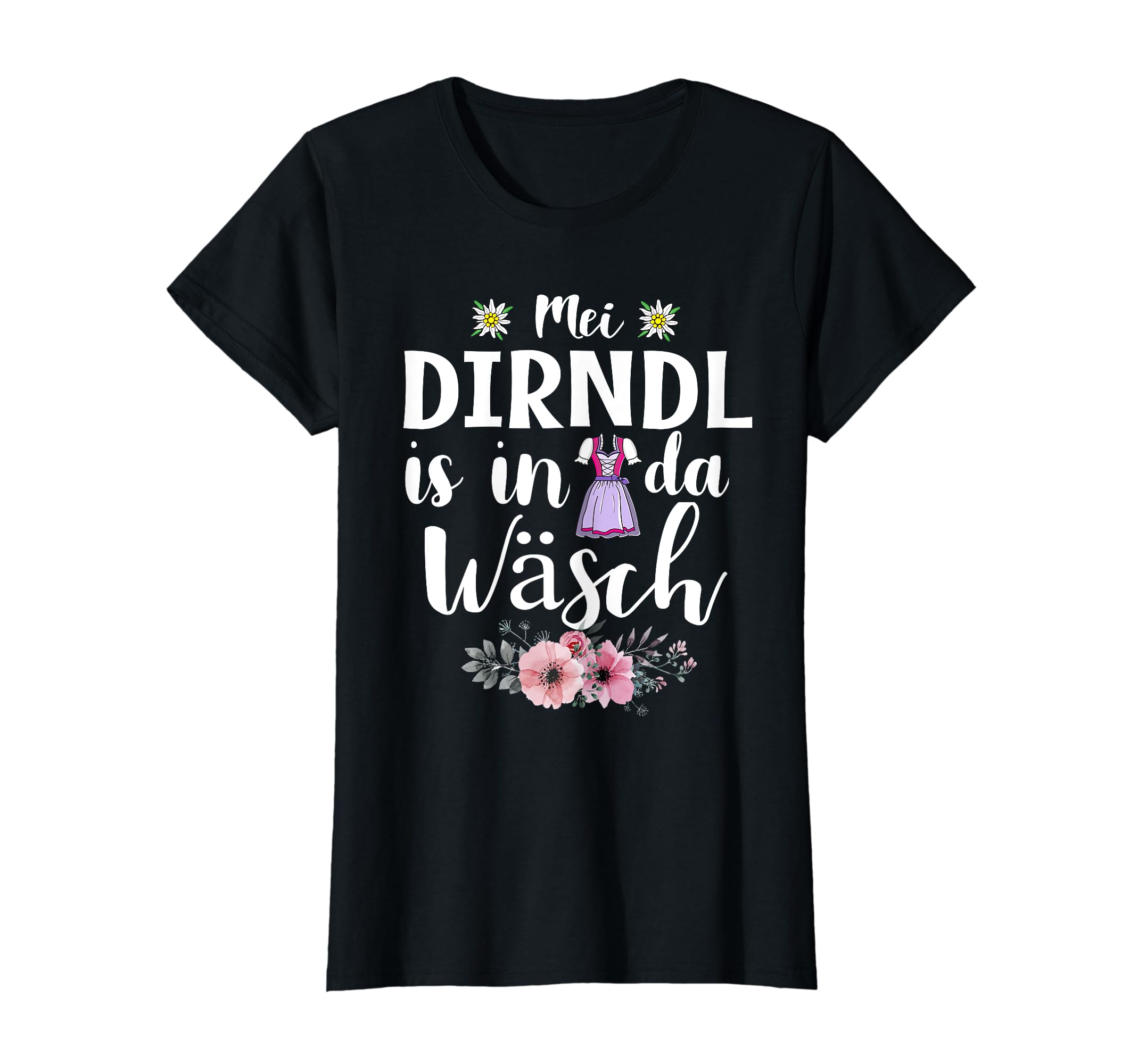 T-shirt Femme BINYA "Mei Dirndl Is In Da Wäsch" - Traditionnel Bavarois, Coton, Court, Amusant