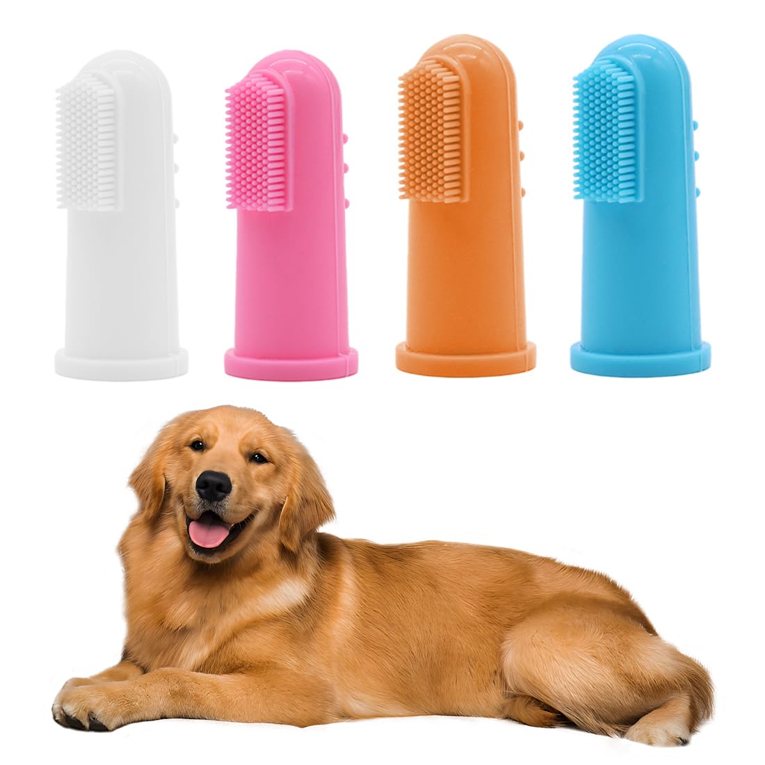 WUSJCOF 4 Piezas Cepillo de Dientes para Perro, Cepillo de Dientes para Perros de Dedo, Kit de Limpieza de Dientes de Silicona para Cachorros, Gatos, Mascotas Pequeñas y Perros Pequeños, Cuidado