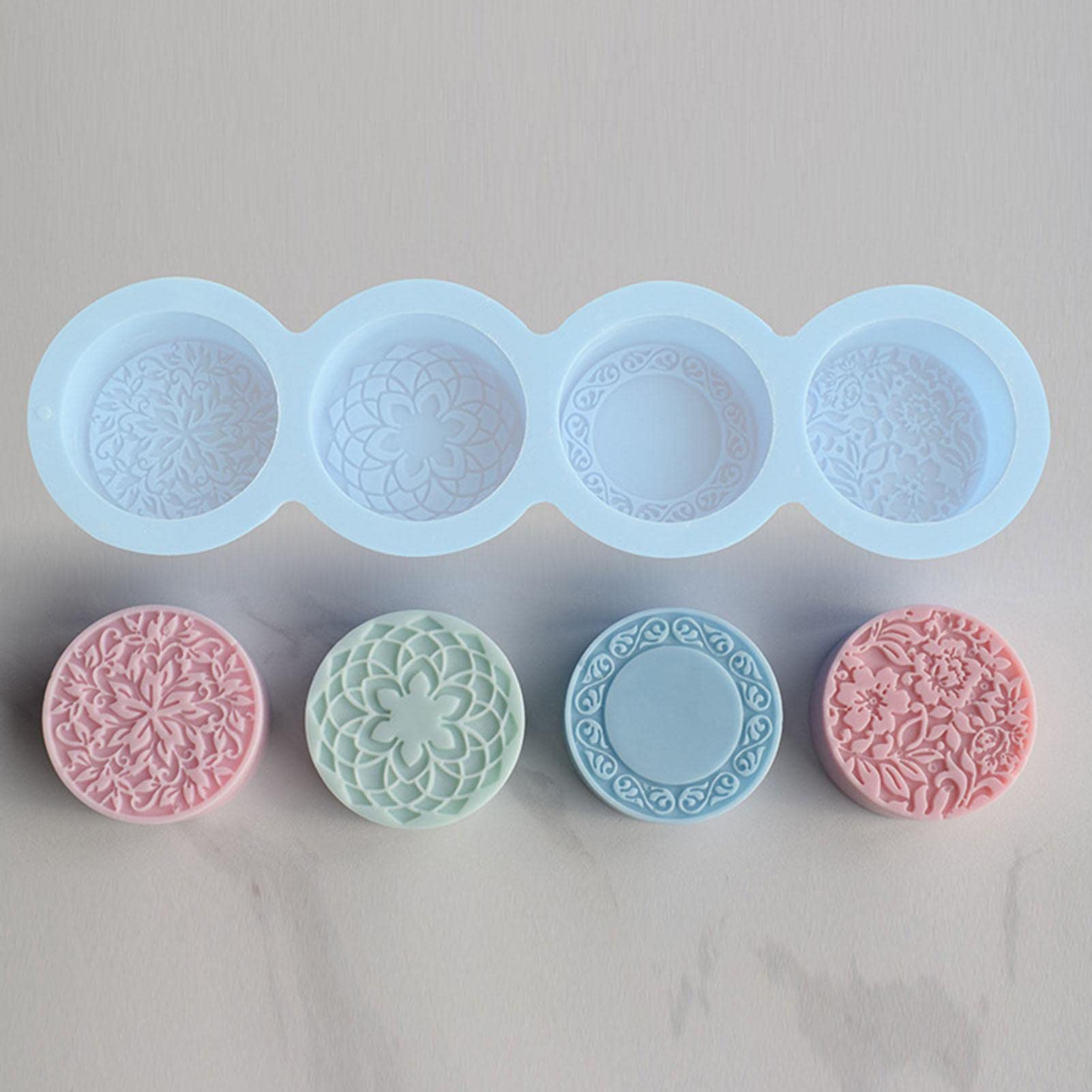 Stampo per sapone con fiori di rosa rotondi 3D Stampo cilindrico in silicone Stampi per candele Decorazione artigianale  15