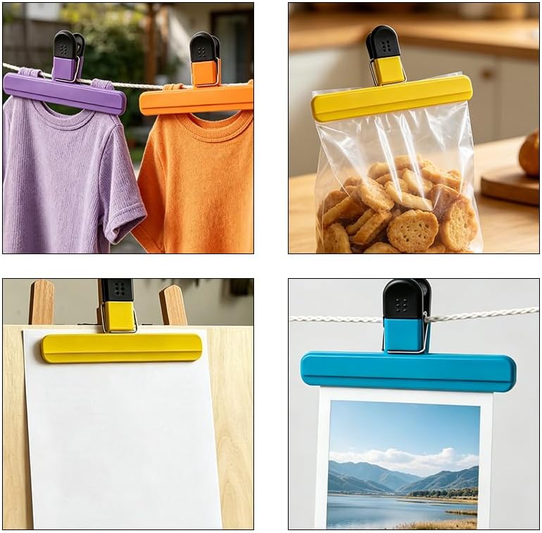 6 Pack Large Plastic Chip Clips, Heavy Duty Snack Bag Sealing Clips, Reusable Food Storage Grips for Kitchen, Home and Office, 15.5×8.5cm / 6.10×3.35 Inch. image 5