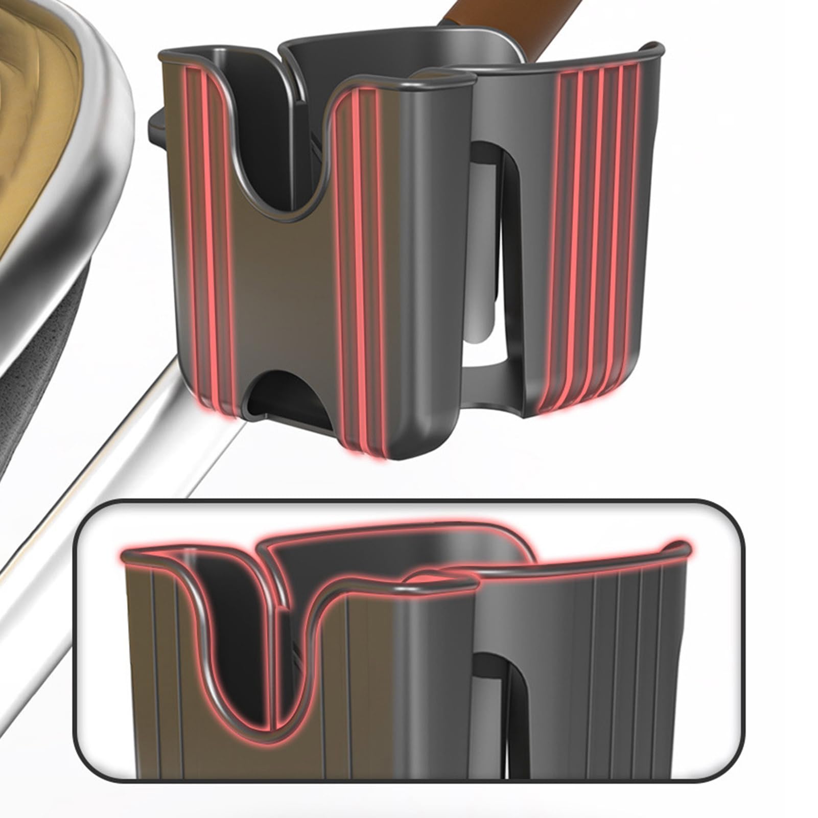 Supporto per portabicchieri per passeggino, supporto per telefono e bicchieri, robusto, regolabile, rimovibile, organizer per scooter, telefono, sedia a rotelle, deambulatore, mobilità, scooter e bici