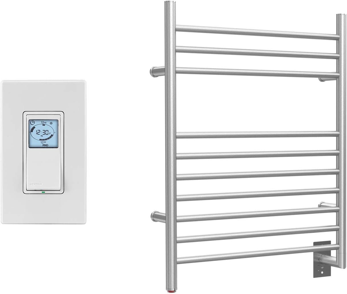 WarmlyYours 10-Bar Infinity Towel Warmer, Hardwired, Brushed Stainless Steel