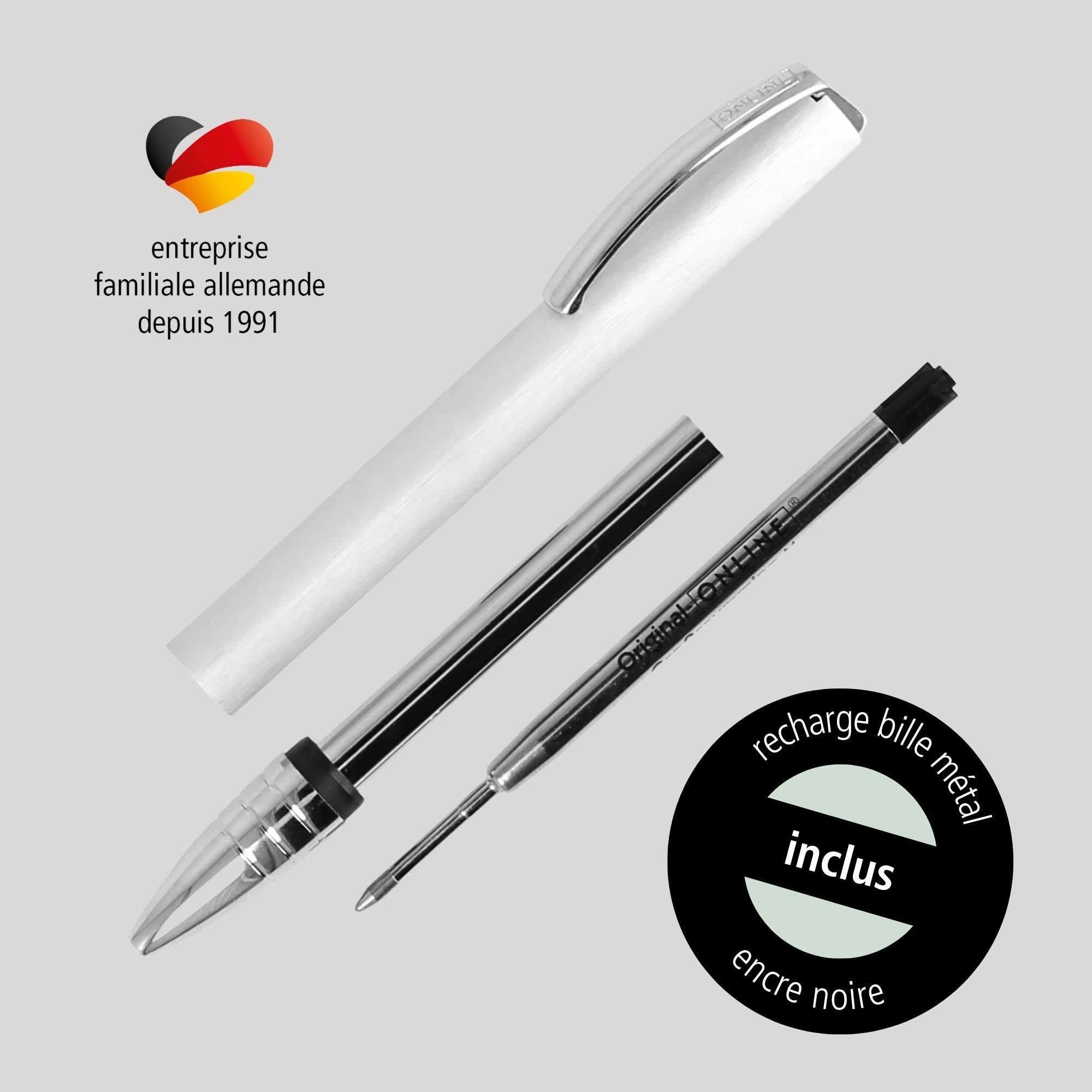 Online Stylo à bille Vision Rouge, stylo rétractable en aluminium, avec recharge internationale medium, encre noire indélébile, mine rechargeable, en coffret cadeau