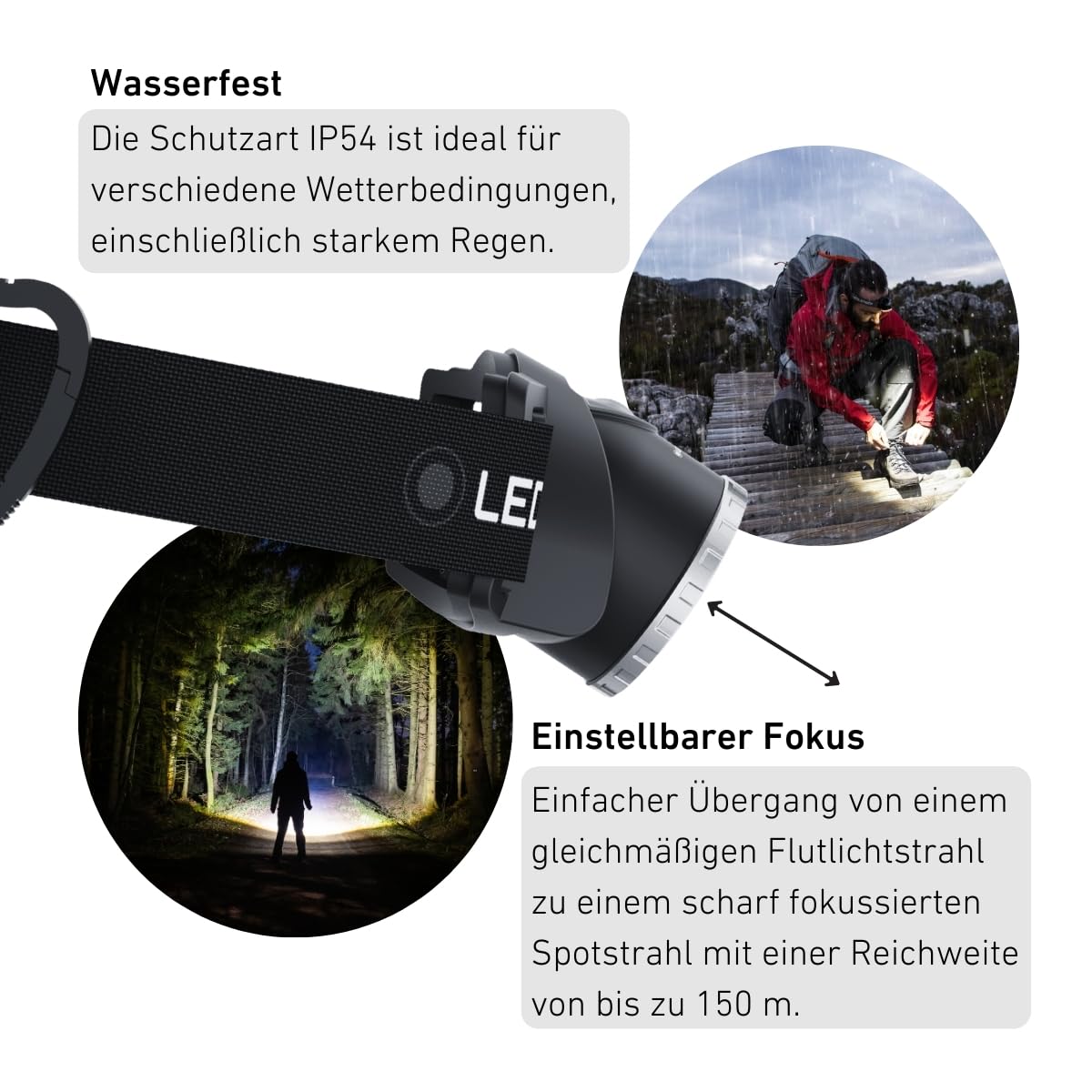 Ledlenser MH10 SE Akku-LED-Stirnlampe, 600lm, 150m Leuchtweite, IP54, 158g | Fokussierbar, bis zu 120h Leuchtdauer, rotes Rücklicht, inkl. Farbfilter & Gürteltasche, ideal für Camping, Angeln & Wandern