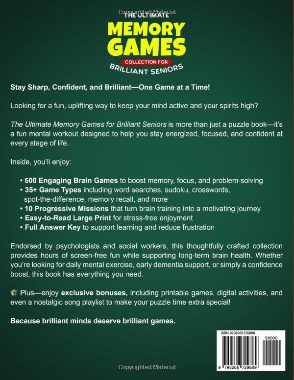 The Ultimate Memory Games Collection For Brilliant Seniors: 500 Brain Games to Boost Memory, Sharpen Focus, and Stay Energized (Large Print) (Nostalgic Gifts) image 3