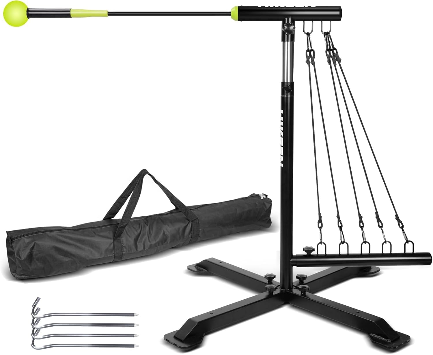 Hikeen Baseball Softball Swing Trainer, Baseball Training Equipment, Includes 5 Elasticity Bands Baseball/Softball Accessories for Hitting and Batting, Adjustable Height for All Ages Training