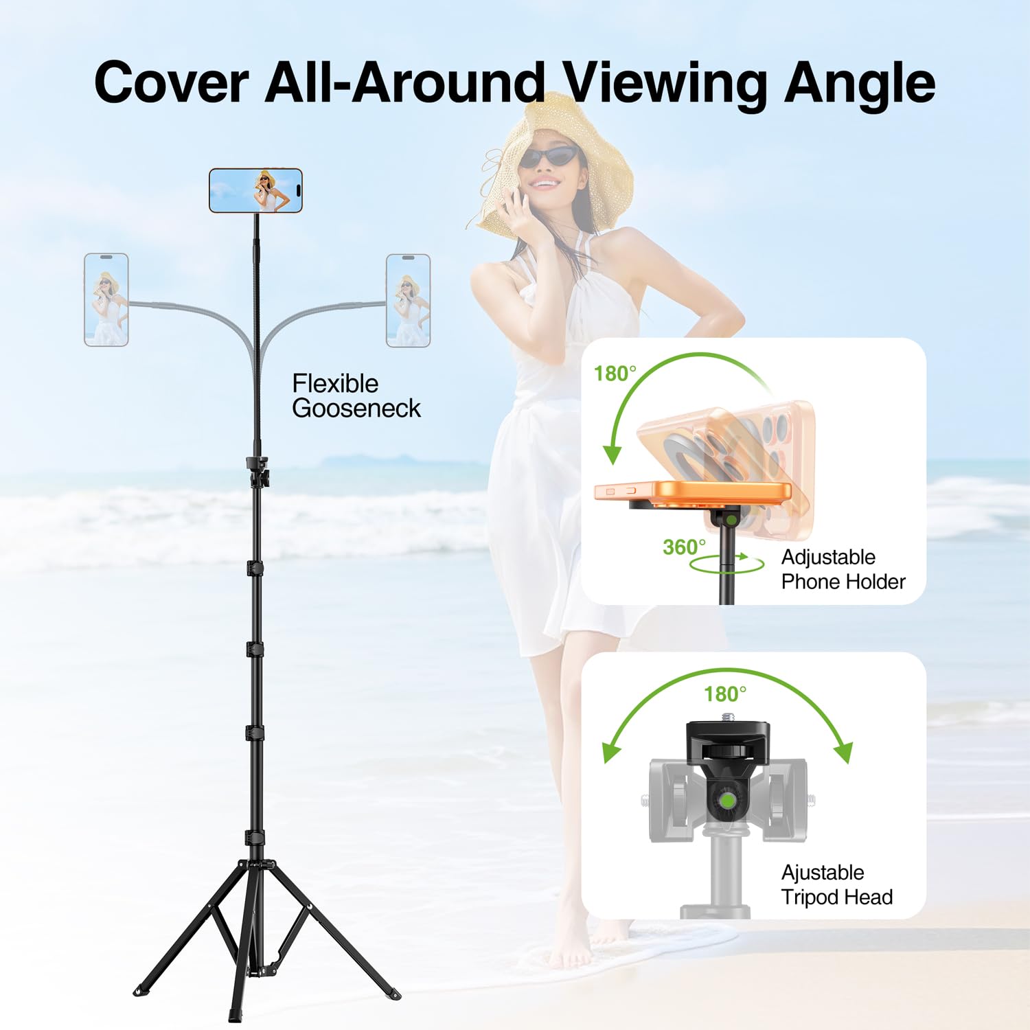 elitehood Trípode magnético para iPhone con cuello de cisne flexible | Magsafe - Soporte de teléfono para grabación de video, trípode de aluminio resistente para iPhone 17 Pro Max / 16 Pro Max