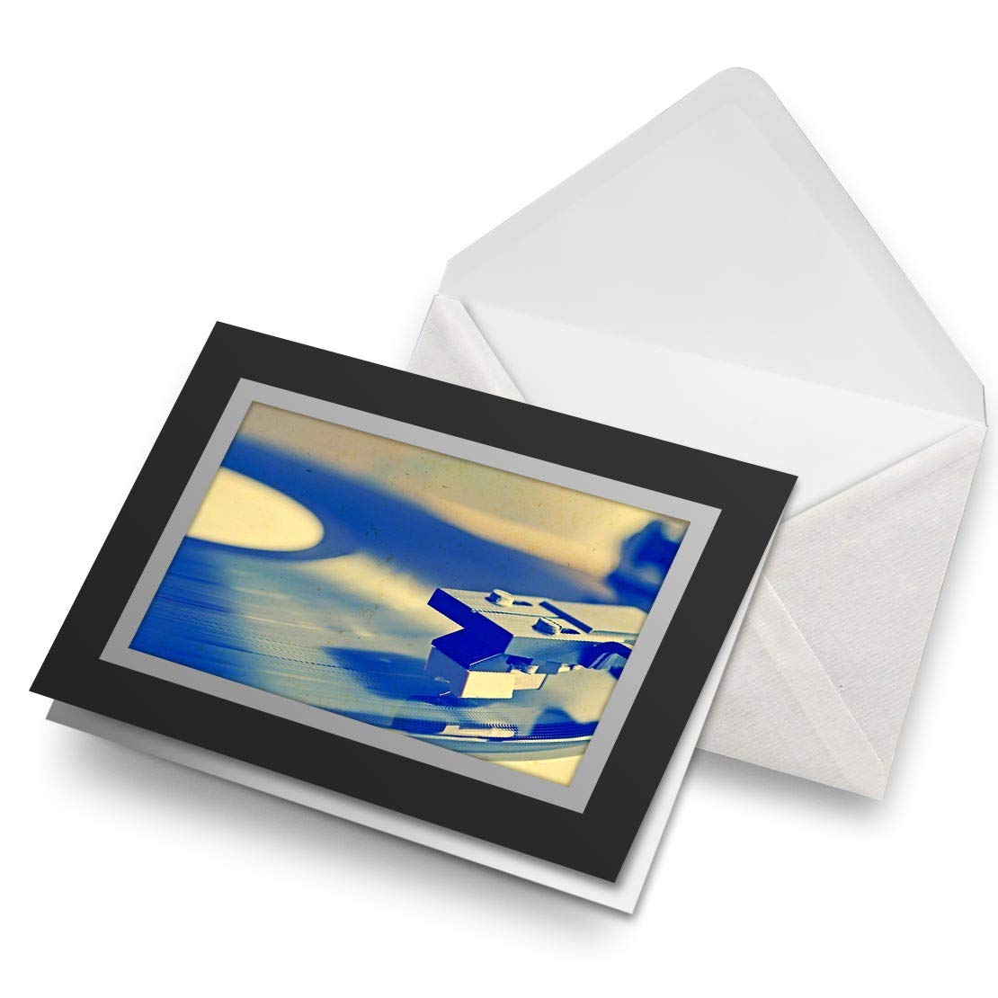 Greeting Cards Black (Insert) - Retro Record Player Vinyl Blank Greetings Card Birthday Kids Party Boys Girls #14191