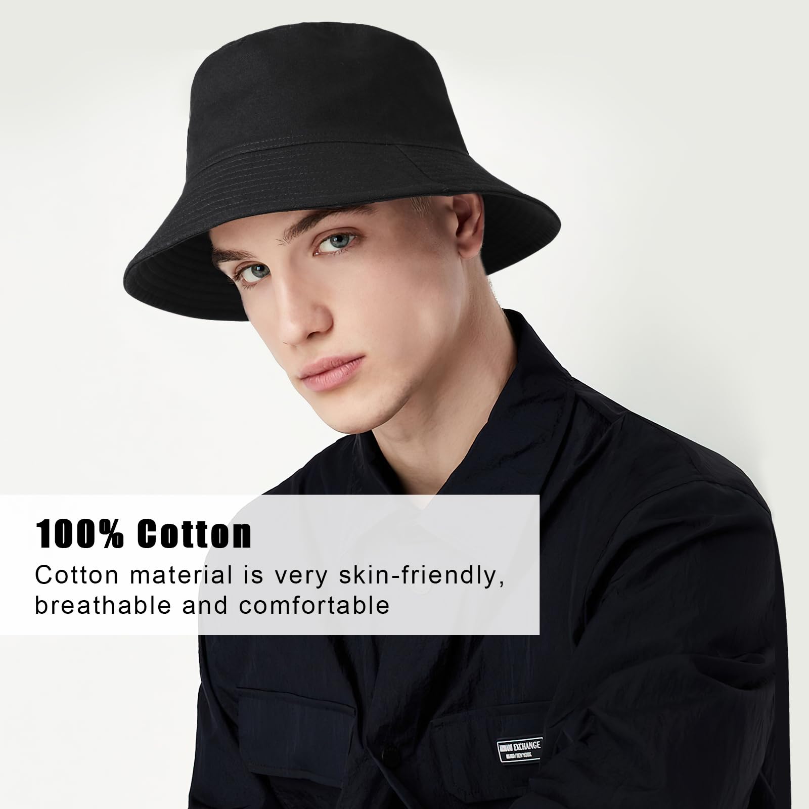 TAGVO XX-duży kapelusz typu bucket unisex, duży, dwustronny, bawełniany kapelusz przeciwsłoneczny, ponadwymiarowa dwustronna ochrona przed promieniowaniem UV, czapka wędkarska na wakacje, wędkowanie