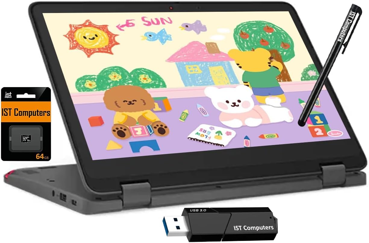 Chromebook 300e Yoga 11.6" 2-in-1 Touchscreen (8-Core Kompanio 520, 4GB RAM, 96GB Storage), Ruggedized & Water Resistant, Convertible Students & Education Laptop, IST Pen, Webcam, Chrome OS