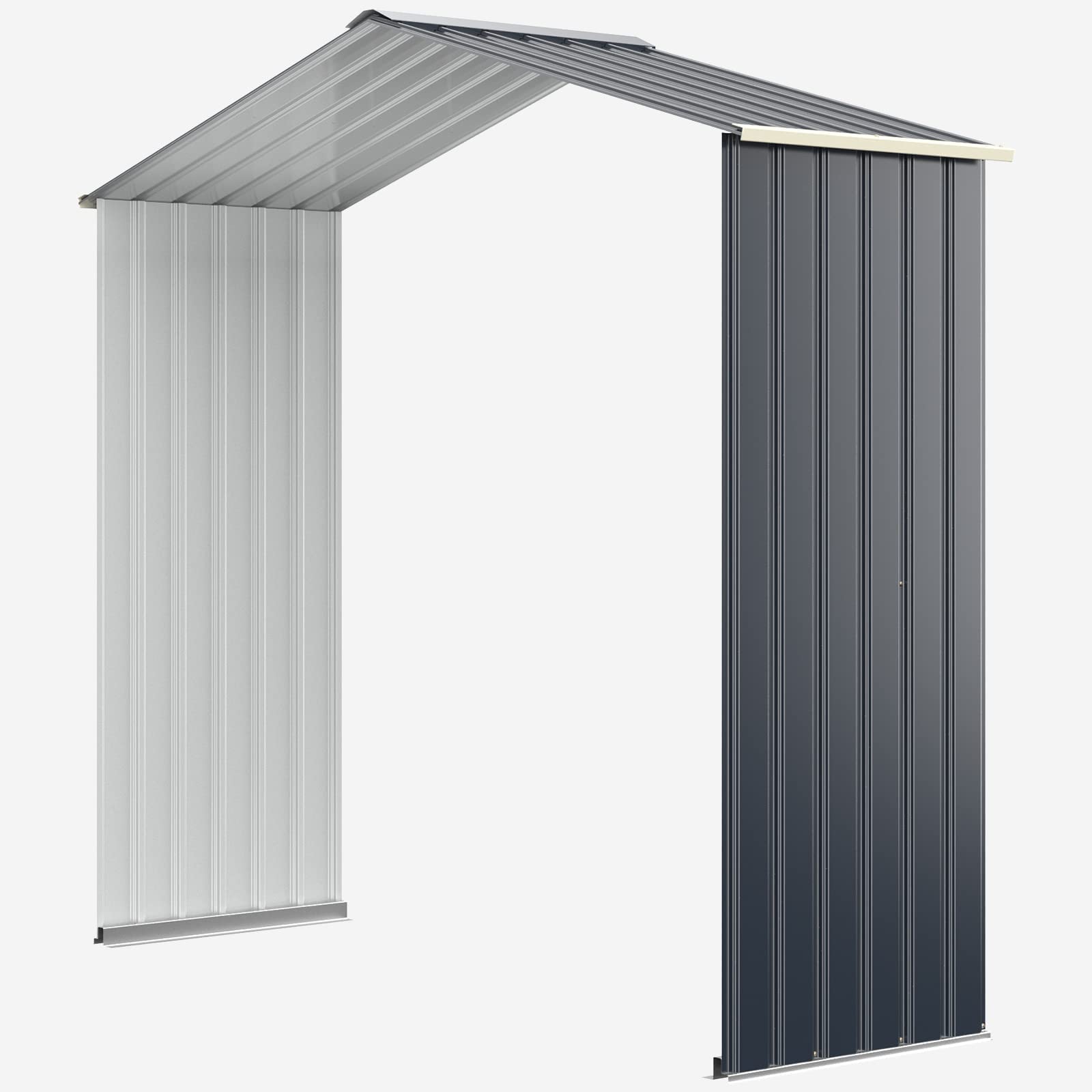FANTASK Skrzynka rozszerzeniowa metalowa, 213 x 64 x 195 cm, szopa na narzędzia, zamykana, domek ogrodowy z 4 otworami powietrznymi i drzwiami przesuwnymi, szopa metalowa, outdoorowa