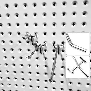 60 Packs Metal Pegboard Hooks 2 / 4 / 6 Inch Peg Board Hook Set 1/8" Pegboard Hooks Assortment Pegboard Shelving Hooks Pegboard Hooks for Tools, Jewelry