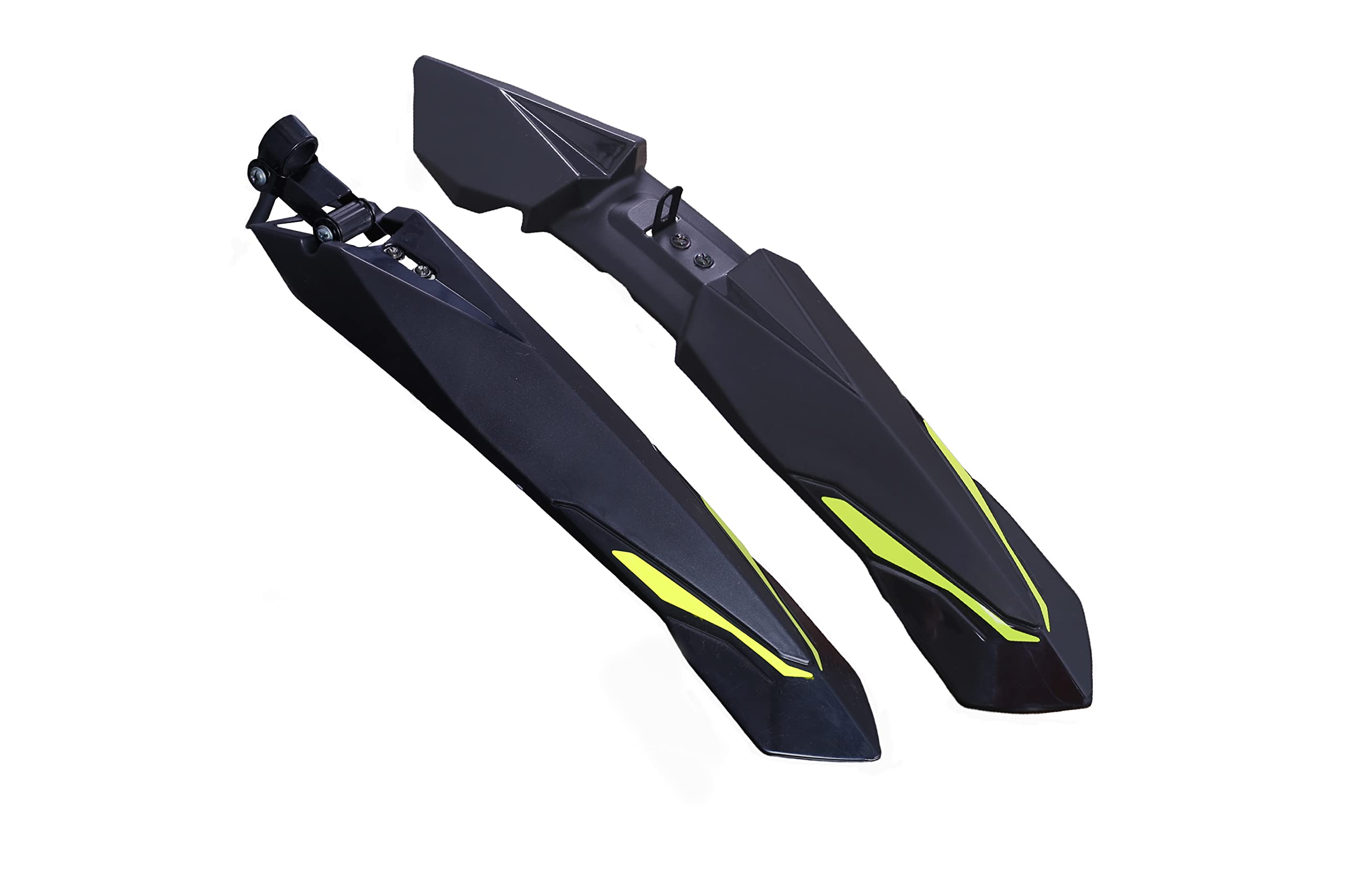 ShreNik Plastic Cycle Mudguard for Bicycle Fender Front and Rear Set Senior Standard Size Reflective Tape (Lime-Green Tape)-image-11
