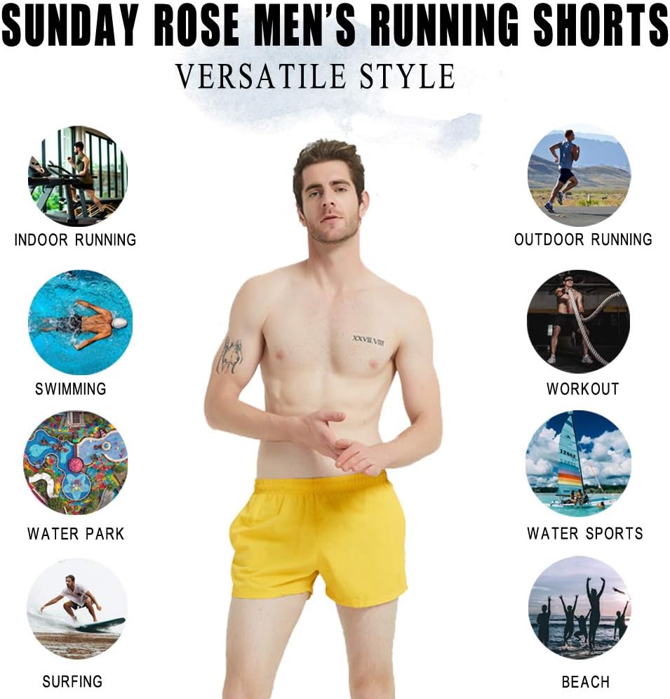 SUNDAY ROSE Men's Running Shorts 3 Inch Quick Dry Gym Athletic Workout Shorts with Pockets,Mesh Liner - Image 4