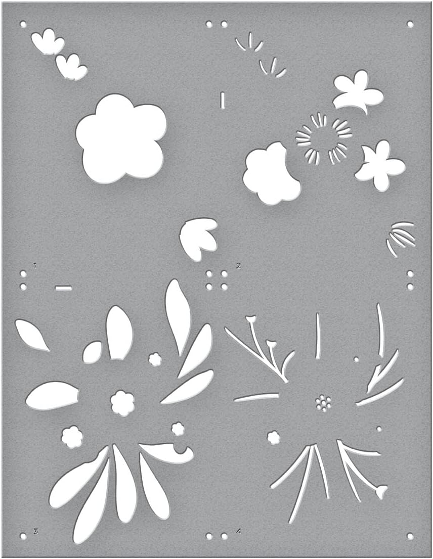 Spellbinders Hello Blooms Stencil & Die Bundle, Grey