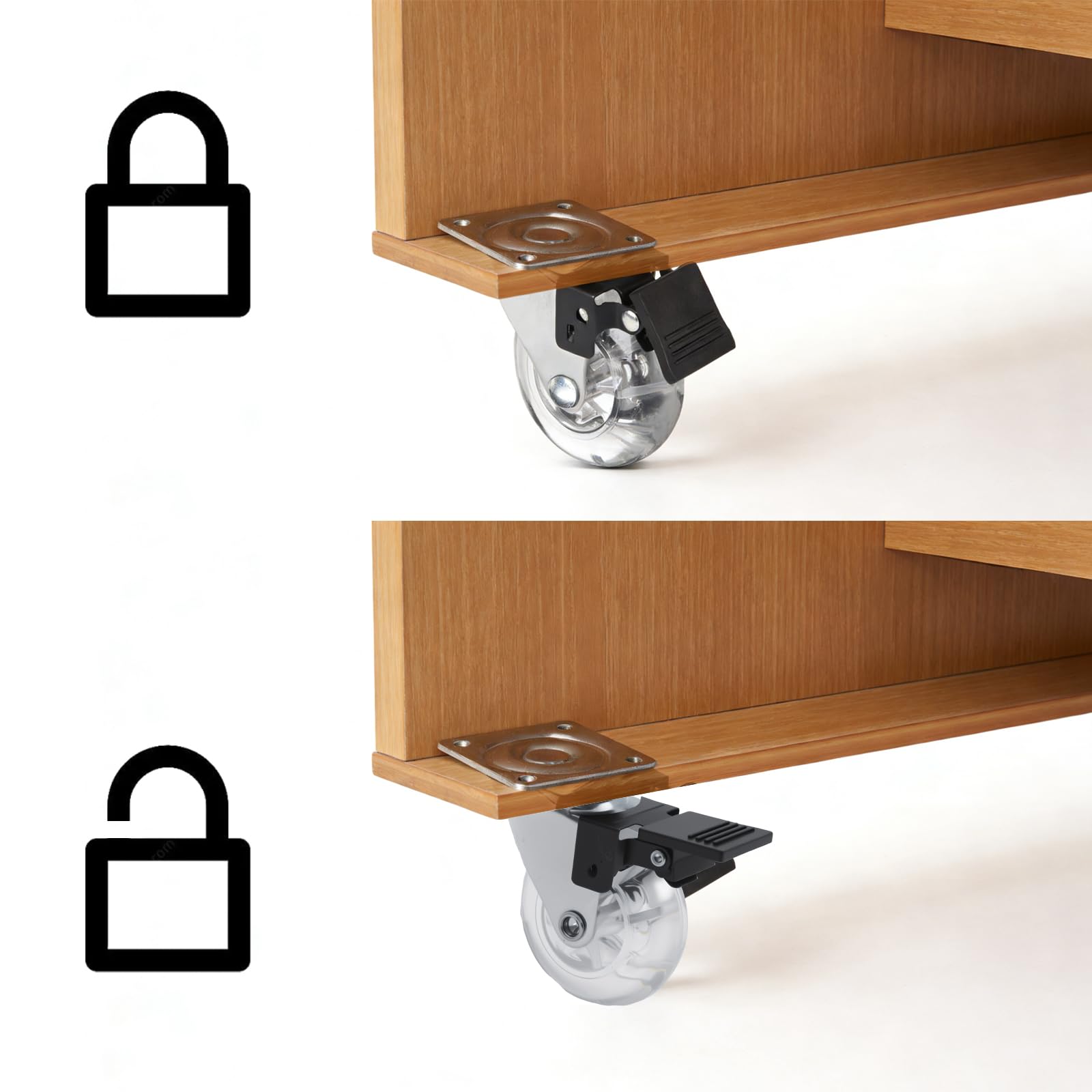 8er Set Möbelrollen, 50mm Lenkrollen mit Bremse, Tragfähigkeit 160 kg 360°Drehung, Schwerlastrollen Klein, für Palettenmöbel, Couchtische