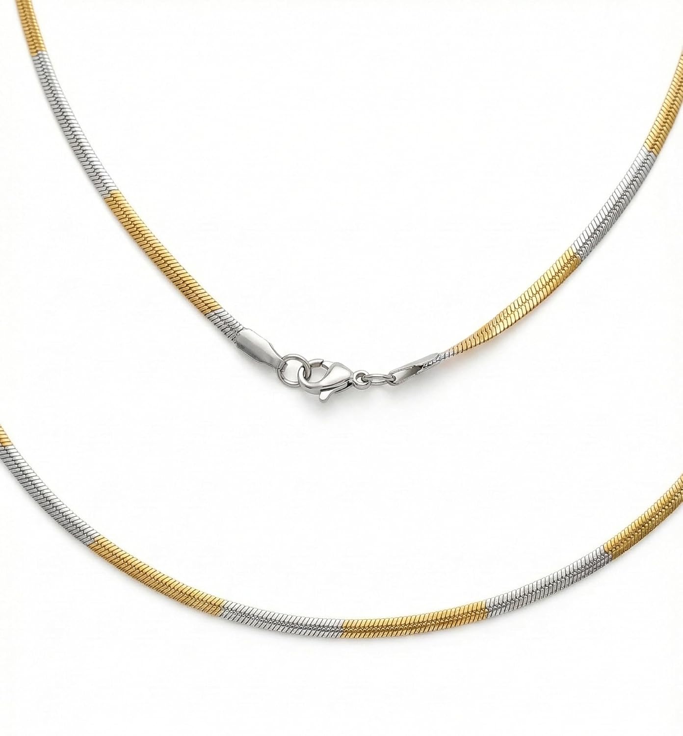 RITZ ART'S 20 Inch Chain for Men Two-Tone Gold & Silver Plated, 3mm Sleek Mixed Metal Herringbone Snake Chain, Modern Urba... - Review, Price and Buying Guide