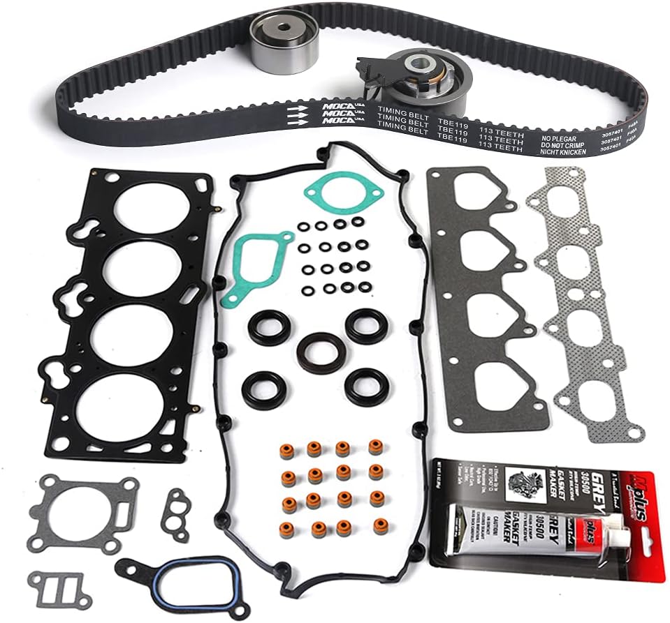 MPLUS Head Gasket Set & Timing Belt Kit fits For Hyundai 2008-2012 Elantra 2.0L, 2009 Tucson 2.0L, For Kia 2010-2011 Soul 2.0L, 2008-2009 Spectra 2.0L, 2008-2009 Spectra5 2.0L, 2008-2009 for Sportage