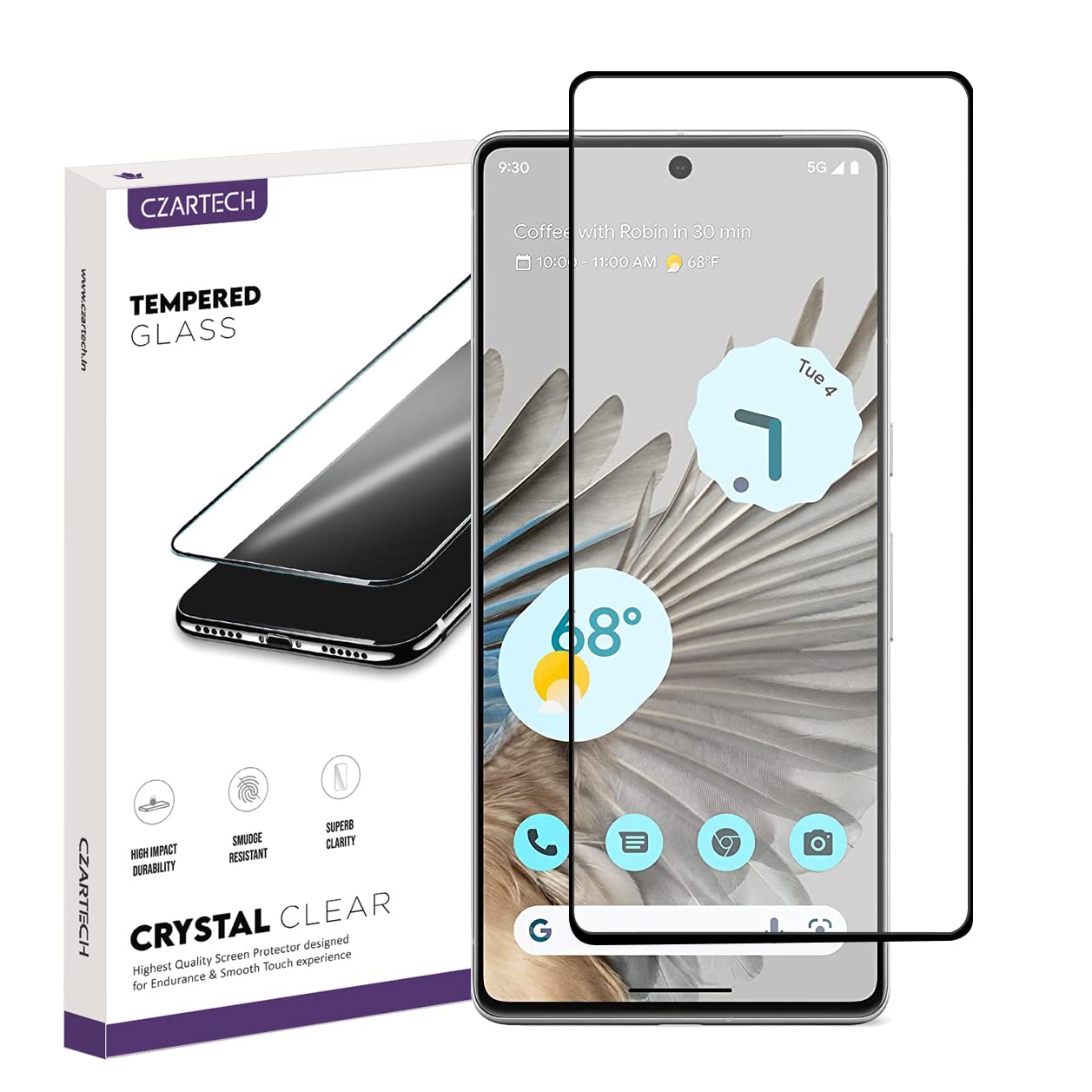 CZARTECH Tempered Glass Screen Protector Compatible for Google Pixel 7 with Edge to Edge HD Full Coverage and Easy Installation Kit