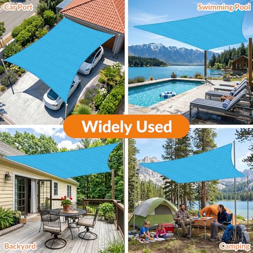 Image of KANAGAWA 25'X32' Turquoise Mix Custom Size Sun Shade Sail Square UV Block Canopy Cover for Patio Backyard Lawn Garden Outdoor (Customized Available)