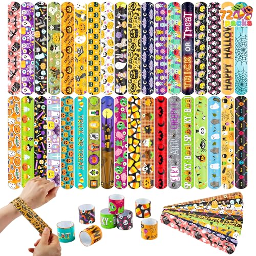 Image of JOYIN 72 PCS Halloween Slap Bracelets for Kids Gift, 36 Different Design Bracelets Bulk for Halloween Party Favor Supplies, Friendship Bracelets for Halloween Goodie Bag Fillers