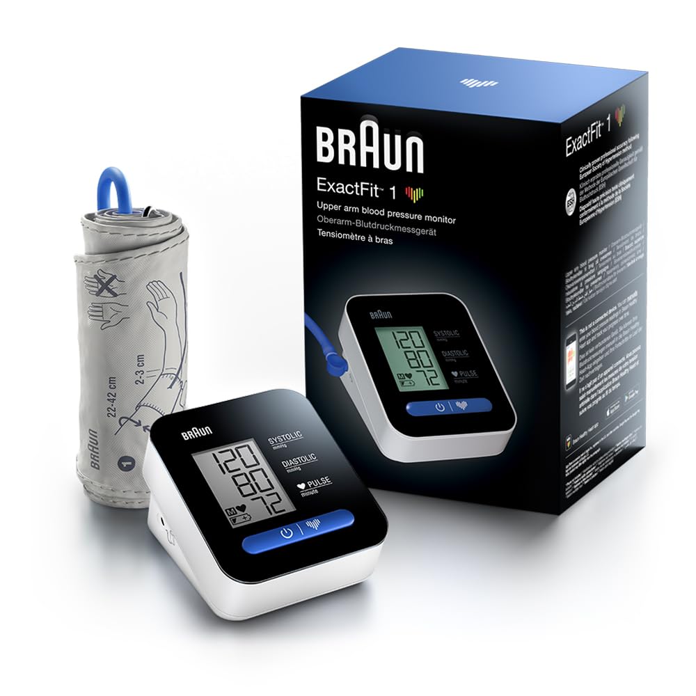 Braun ExactFit 1 Upper arm blood pressure monitor- Clinically Validated Accuracy- Easy to Use - Big Display- Universal Cuff - For Home Use - BUA5000