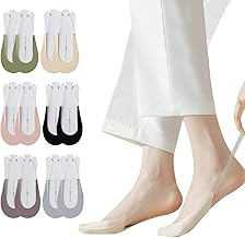 6 Paire Femmes Invisible Chaussettes Coton Respirant Toe Socks Antidérapante Silicone Escarpin 37-40