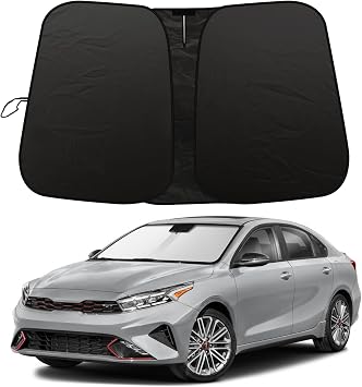 Windshield Sun Shade Compatible with 2019-2024 Kia Forte Accessories, 240T Foldable Window Sunshade Sun Visor Protector, Blocks UV Rays Keep Your Car Cooler