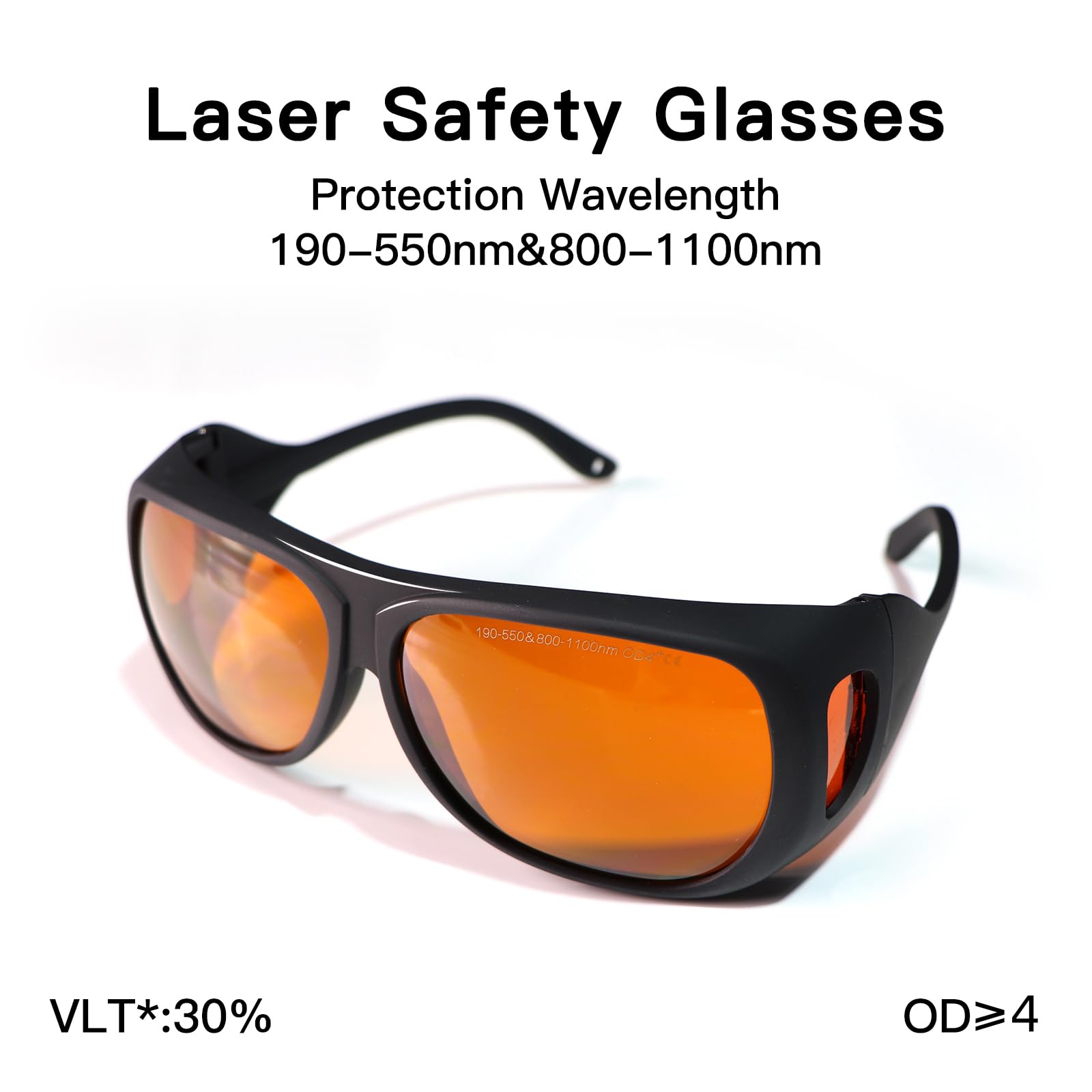 Gafas de Seguridad láser para Grabado Láser OD4+ 190-550nm & 800-1100nm Yag, Blu, Verde y Fibra de Luz UV Gafas de Protección Ocular.