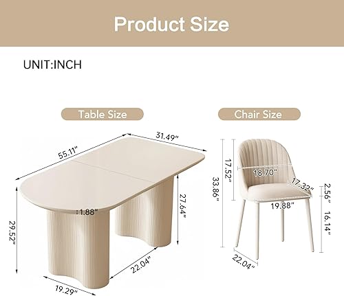 Miniatura 2 de Juego de mesa de comedor para 4, mesa de cocina moderna con 4 sillas, juego de mesa de comedor para cocina, comedor, hogar y oficina (mesa blanca de