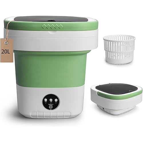 Portable Washing Machine, 20L Upgraded Mini Washer with Spin Basket Laundry Machine, 3 Cleaning Modes Suitable for Small Clothes, Foldable Design Ideal for Hotel, Home, Apartment and Campain