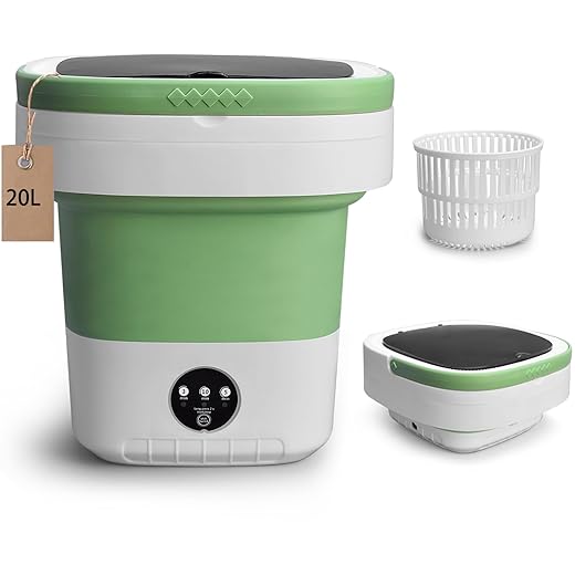 Portable Washing Machine, 20L Upgraded Mini Washer with Spin Basket Laundry Machine, 3 Cleaning Modes Suitable for Small Clothes, Foldable Design Ideal for Hotel, Home, Apartment and Campain