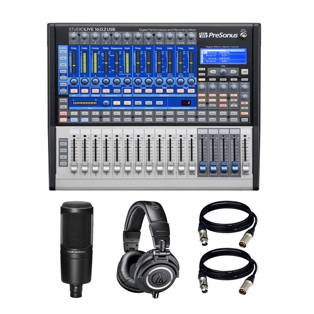 PreSonus StudioLive 16.0.2 USB Performance & Recording Digital Mixer + AT2020 Cardioid Condenser Mic