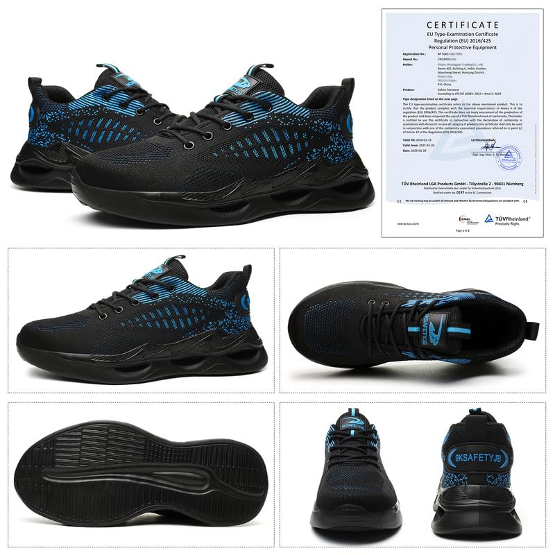 Scarpe Antinfortunistiche Uomo Donna Scarpe da Lavoro Donna Leggere Scarpe Sicurezza con Punta in Acciaio Traspiranti Comode Scarpe Sicurezza Antiscivolo Traspiranti 38-46 EU