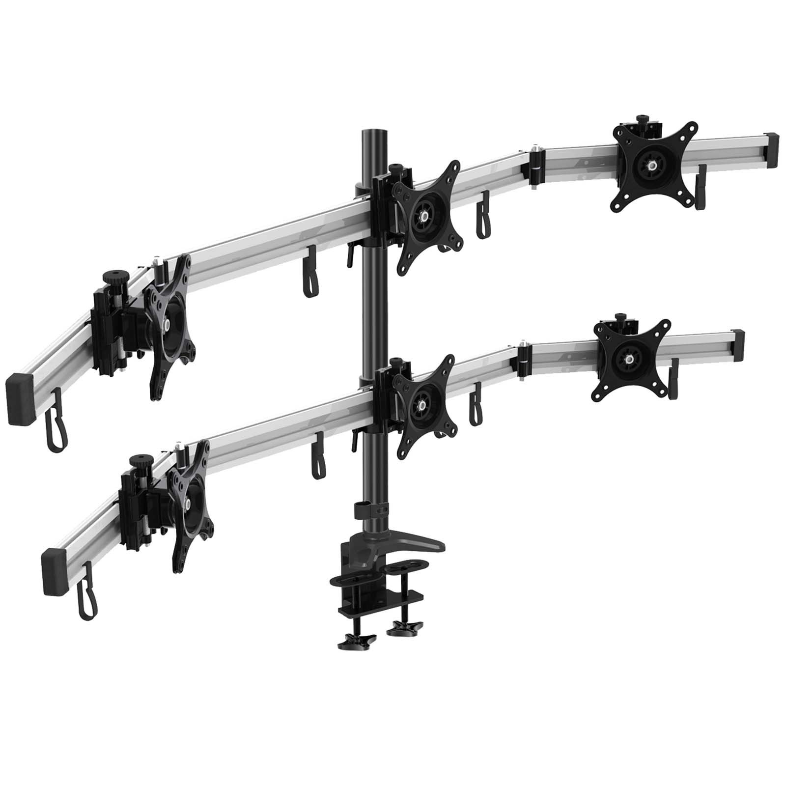 HFTEK 6-Fach Monitorarm - Tischhalterung für 6 Monitore von 15 bis 27 Zoll - VESA 75/100 (MP260C-L)