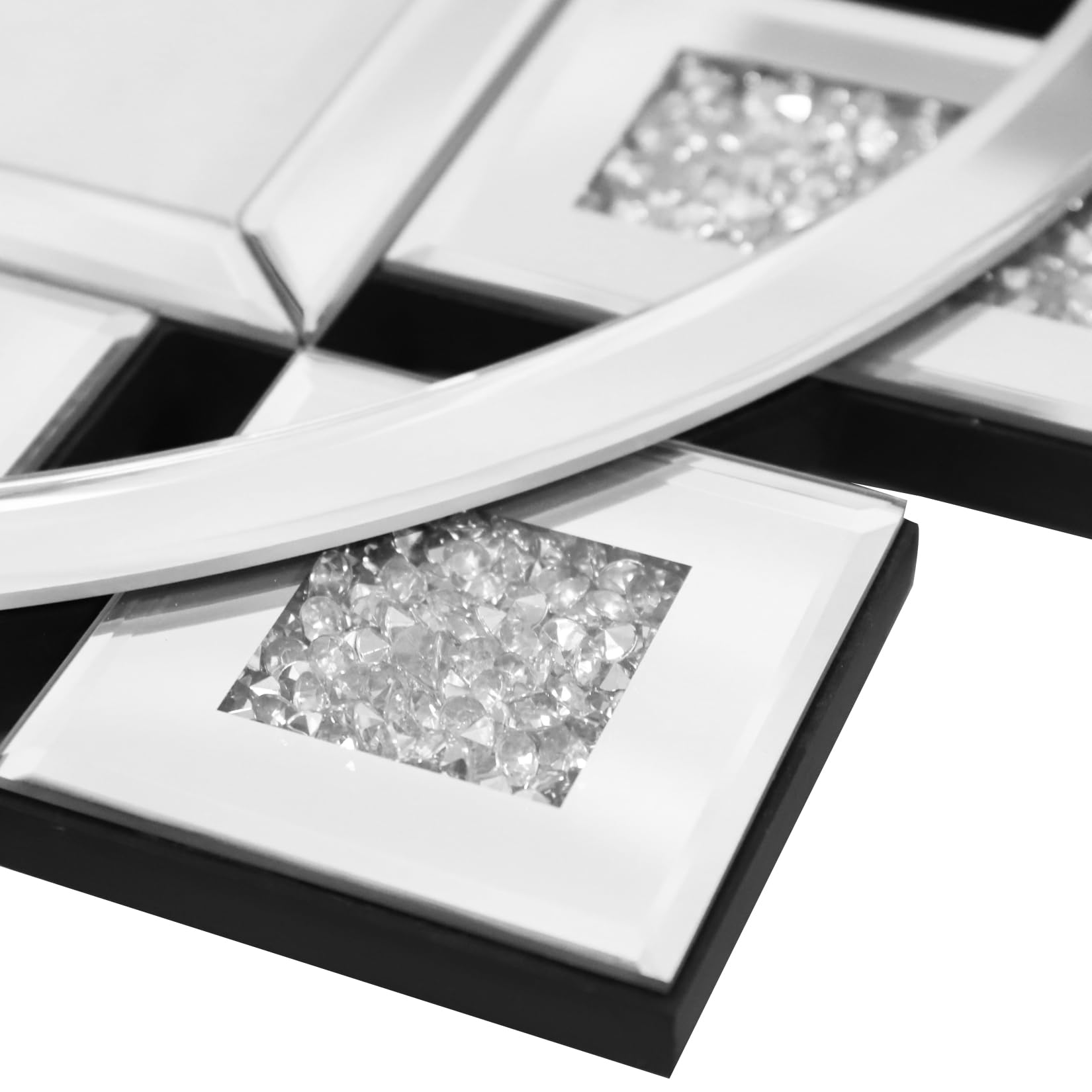 Kristall Wanduhr Groß Modern: Deko Uhren 60×60, Luxus Wohnzimmer Wanduhren Silber Tickenfreies Design Römische Ziffern für Wohnzimmer, Schlafzimmer, Küchen